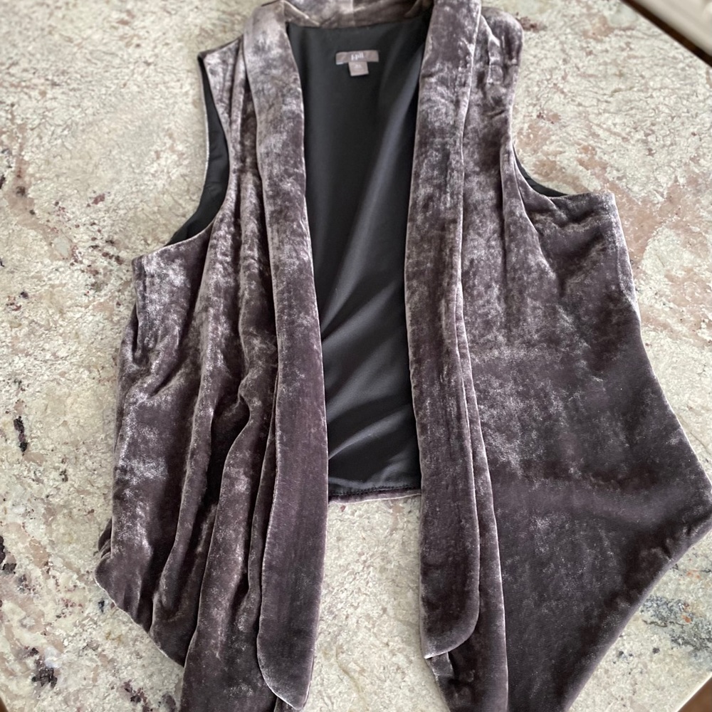 J Jill Womens Velvet Hi Lo Vest Silver Purple XS
